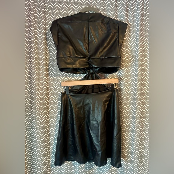 NWOT Jason Wu | Faux Leather Front Knot Cut Out Dress, Size M - Picture 7 of 10